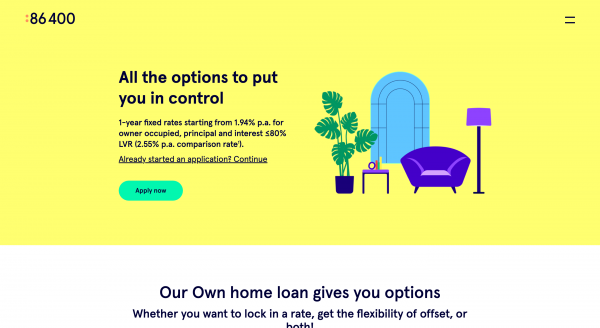 86 400 Own Home Loan Fixed website screenshot
