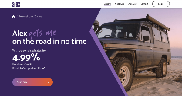 Alex Bank Car Loan website screenshot
