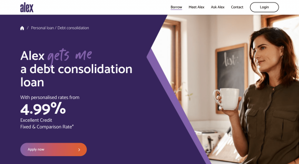 Alex Bank Debt consolidation website screenshot