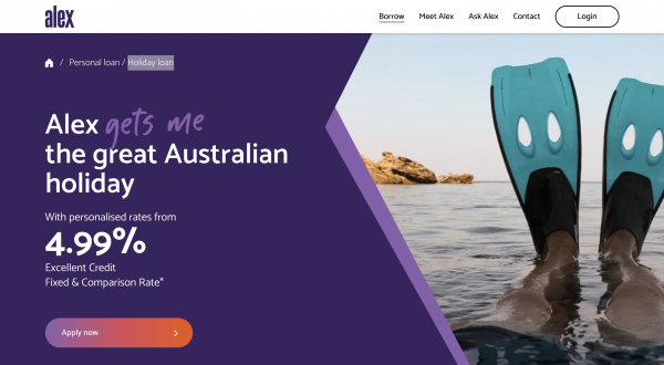 Alex Bank Holiday loan website screenshot