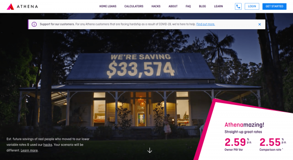 Athena Home Loans website screenshot