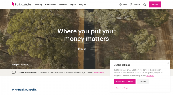 Bank Australia Platinum Rewards Visa Credit Card website screenshot