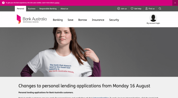 Bank Australia website screenshot