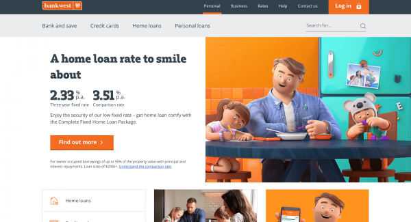Bankwest Home Loan website screenshot