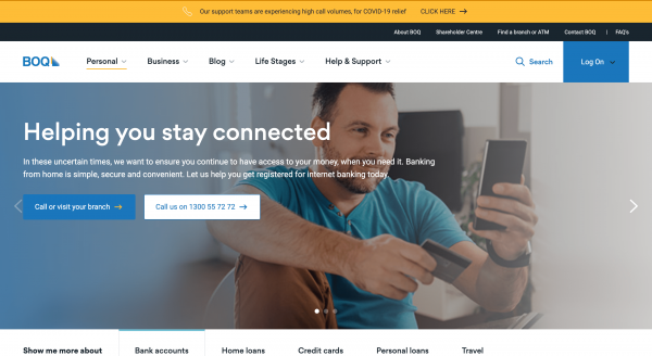 BOQ Home Loan website screenshot