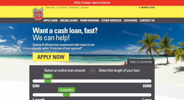 Cash Stop website screenshot