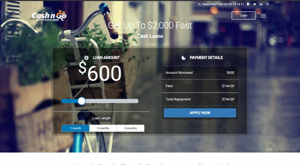 CashnGo website screenshot