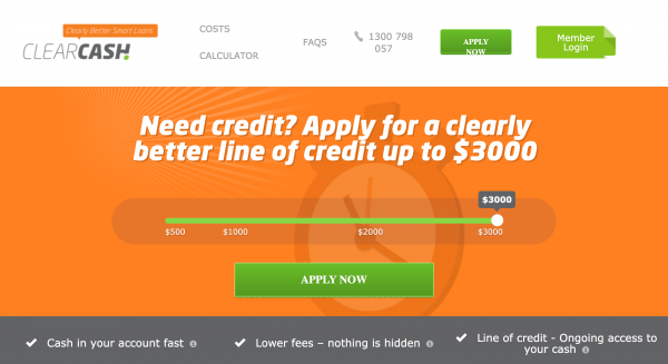 ClearCash website screenshot