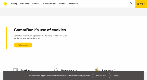 Commbank Personal Loan website screenshot