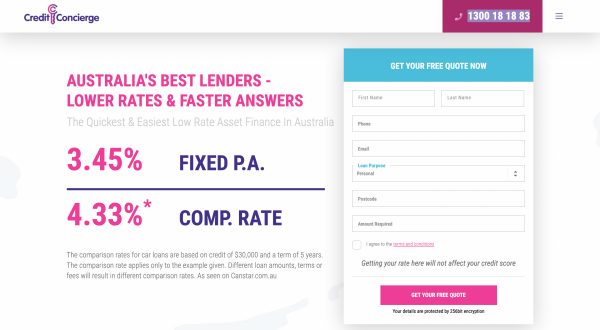 Credit Concierge Car Loan website screenshot