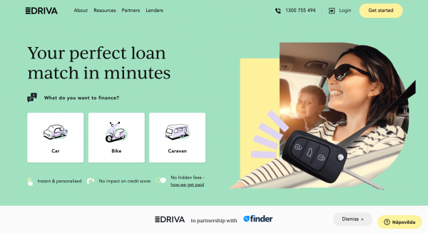 Driva Car Loan website screenshot