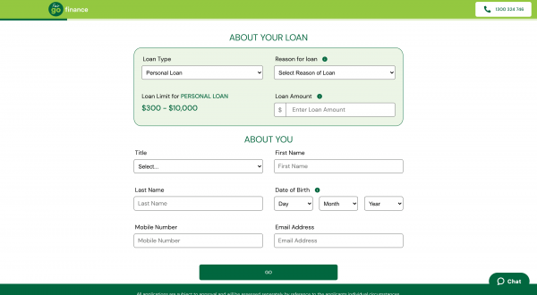 Fair Go Finance Small Loan website screenshot