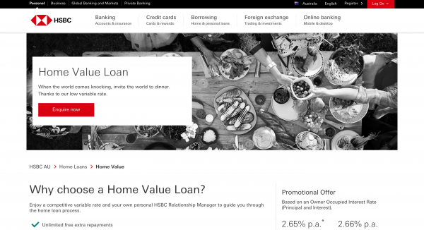 HSBC Home Loan website screenshot