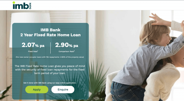 IMB Fixed Rate Home Loan website screenshot