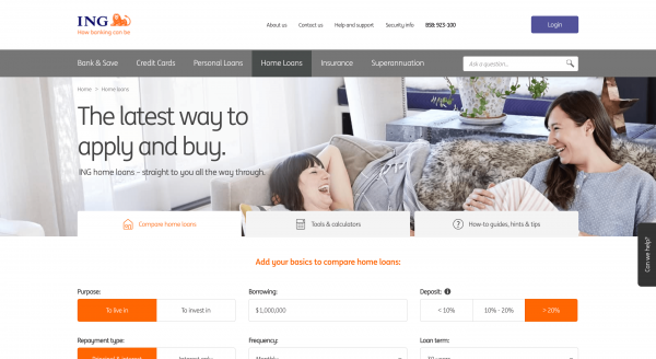 ING Home Loan website screenshot