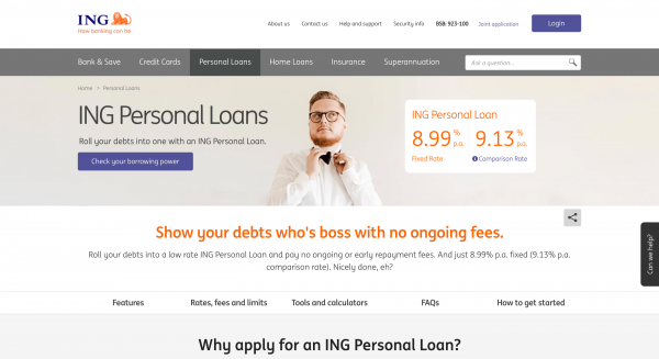ING website screenshot