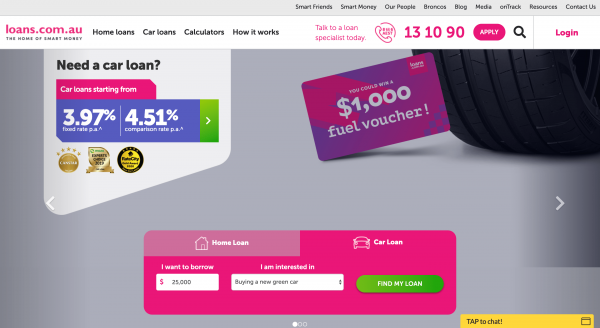 Loans.com.au website screenshot
