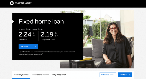 Macquarie Bank Basic Fixed Home Loan website screenshot