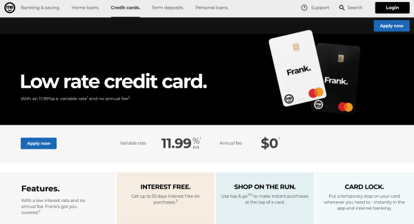 ME Bank Credit Card website screenshot