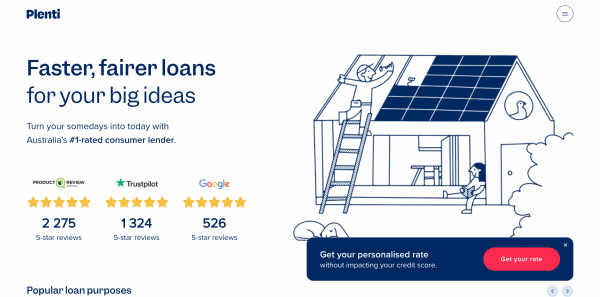 Plenti Personal Loan website screenshot