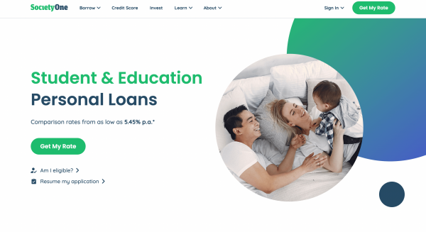 SocietyOne Student Loan website screenshot