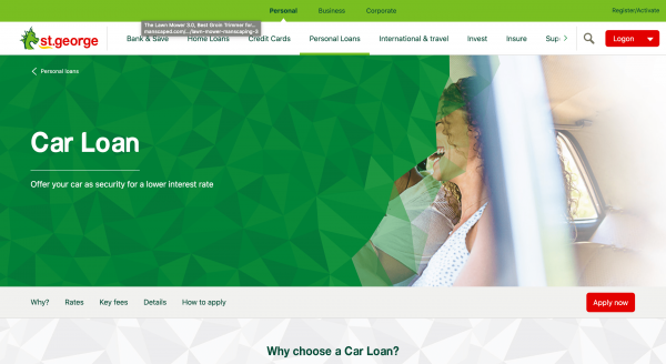 St.George Bank - Car Loan website screenshot