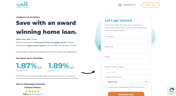 Well Home Loans Balanced Fixed website screenshot